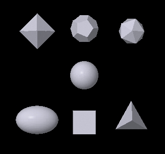 sphere, ellipsoid, platonic solids